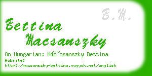 bettina macsanszky business card